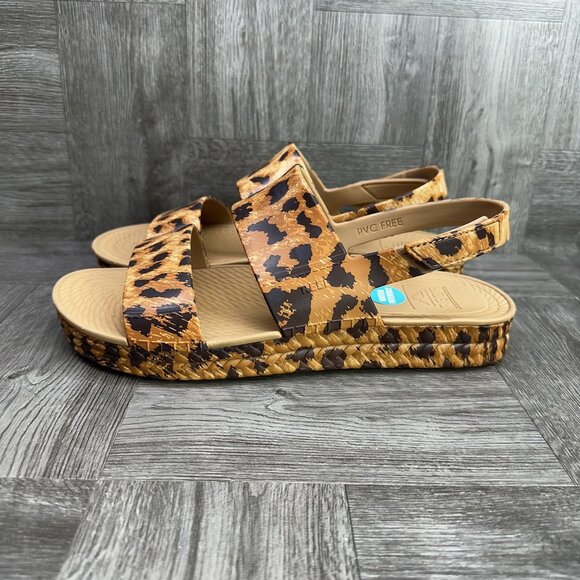 REEF Water Vista Women's size 6 Leopard Open Toe Sling Back Sandals - Picture 5 of 7
